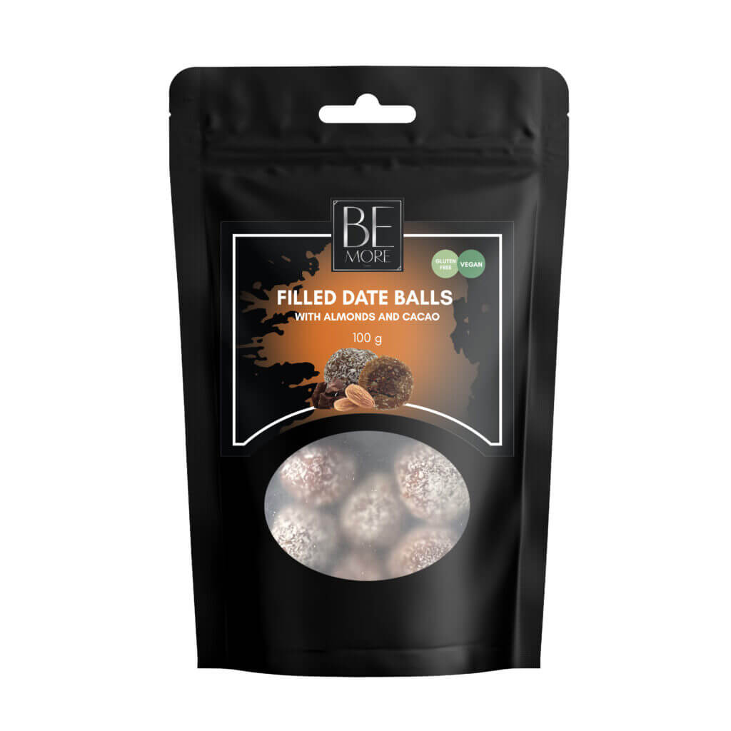 Filled date balls with almonds and cacao 100 g